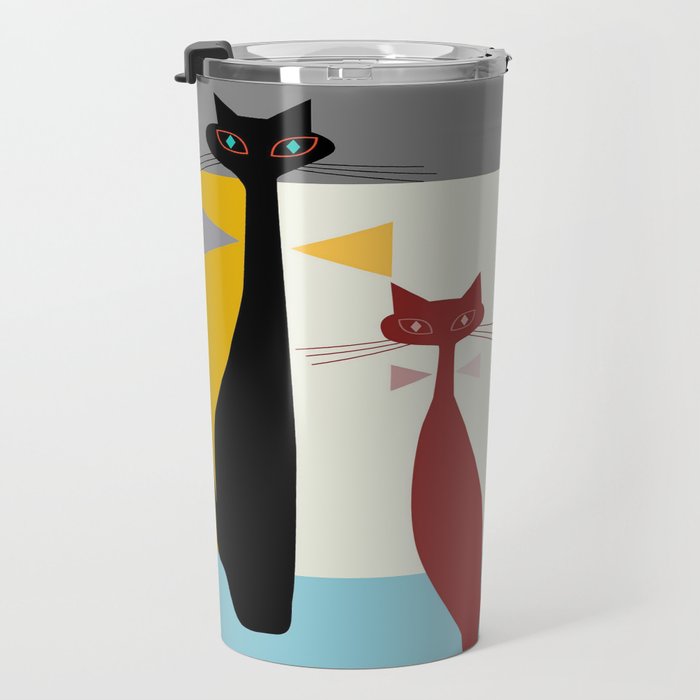 Mid-Century Modern Art Cats Travel Mug Gallery Image 3