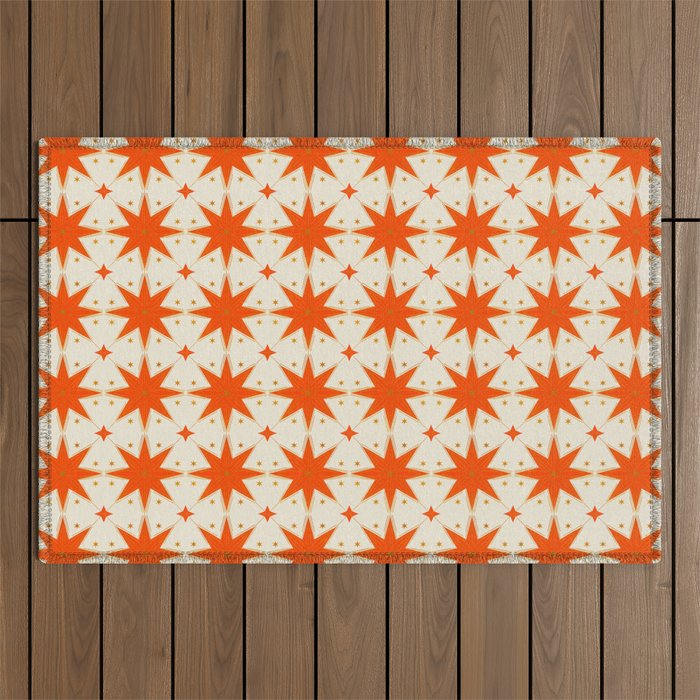 Golden Radiance: Symmetrical Starburst Pattern Outdoor Rug Gallery Image 1