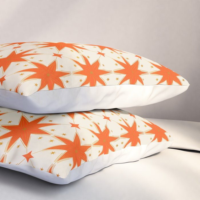 Golden Radiance: Symmetrical Starburst Pattern Pillow Sham Gallery Image 3
