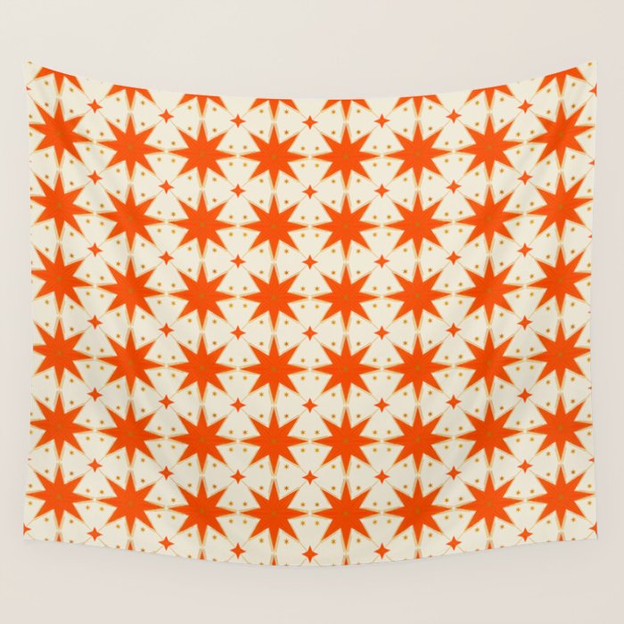 Golden Radiance: Symmetrical Starburst Pattern Wall Tapestry Gallery Image 1