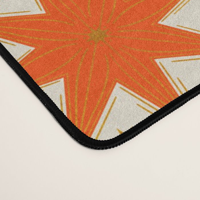 Golden Radiance: Symmetrical Starburst Pattern Desk Mat Gallery Image 4