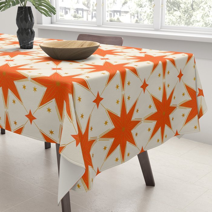 Golden Radiance: Symmetrical Starburst Pattern Tablecloth Gallery Image 3