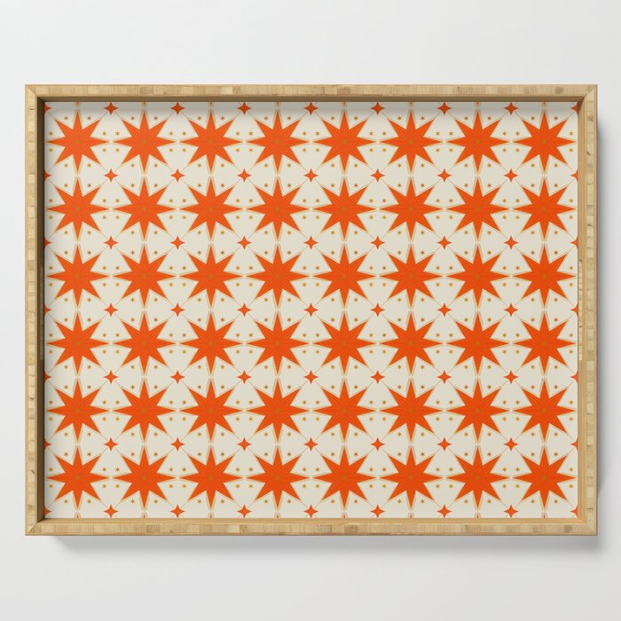 Golden Radiance: Symmetrical Starburst Pattern Serving Tray Gallery Image 1