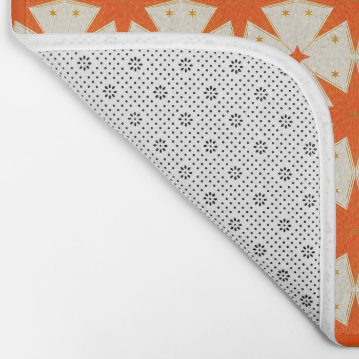 Golden Radiance: Symmetrical Starburst Pattern Bath Mat Gallery Image 2