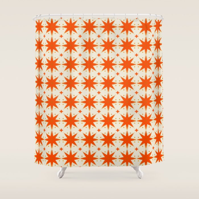 Golden Radiance: Symmetrical Starburst Pattern Shower Curtain Gallery Image 1