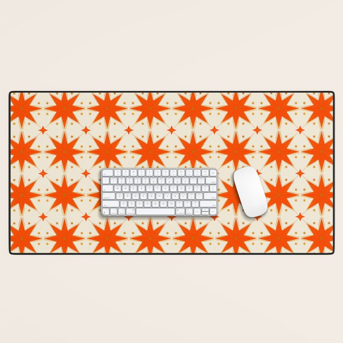 Golden Radiance: Symmetrical Starburst Pattern Desk Mat Gallery Image 1