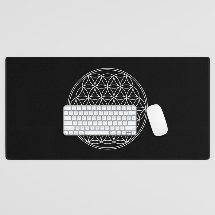 Flower of life on black Desk Mat Gallery Image 1