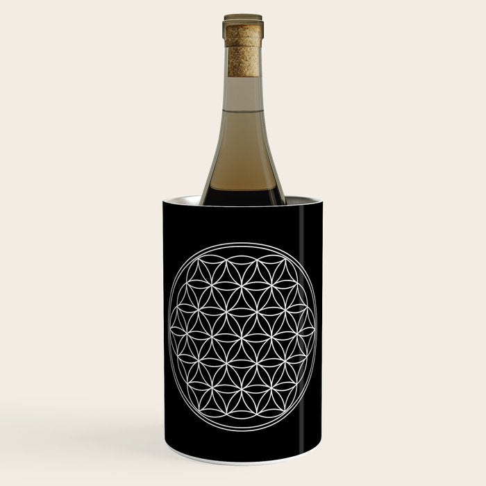 Flower of life on black Wine Chiller Gallery Image 1