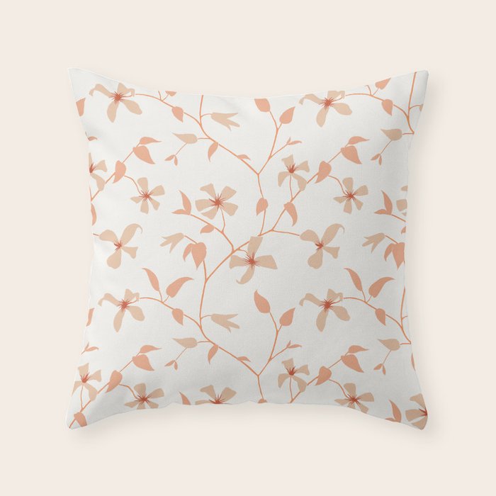 Floral Clematis Vine Throw Pillow Gallery Image 6