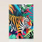 The Tigress, Fearless Wild Animal Tropical Jungle, Multicolor Cat Confidence Peaceful Calm Bohemian Eclectic Stationery Card Gallery Image 2