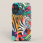 The Tigress, Fearless Wild Animal Tropical Jungle, Multicolor Cat Confidence Peaceful Calm Bohemian Eclectic iPhone Case Gallery Image 1