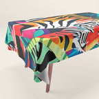 The Tigress, Fearless Wild Animal Tropical Jungle, Multicolor Cat Confidence Peaceful Calm Bohemian Eclectic Tablecloth Gallery Image 1