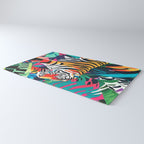 The Tigress, Fearless Wild Animal Tropical Jungle, Multicolor Cat Confidence Peaceful Calm Bohemian Eclectic Rug Gallery Image 3