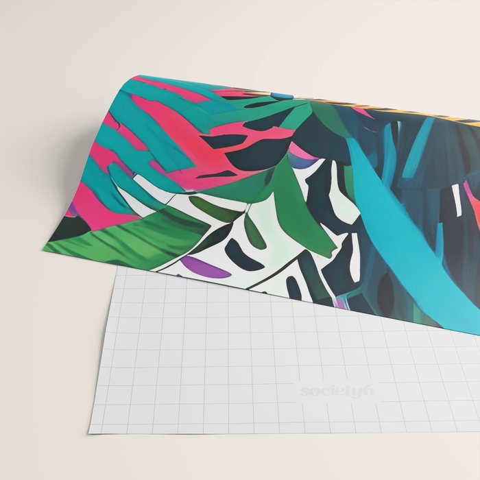 The Tigress, Fearless Wild Animal Tropical Jungle, Multicolor Cat Confidence Peaceful Calm Bohemian Eclectic Wrapping Paper Gallery Image 2