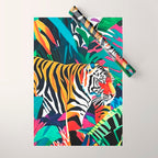 The Tigress, Fearless Wild Animal Tropical Jungle, Multicolor Cat Confidence Peaceful Calm Bohemian Eclectic Wrapping Paper Gallery Image 1