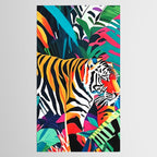 The Tigress, Fearless Wild Animal Tropical Jungle, Multicolor Cat Confidence Peaceful Calm Bohemian Eclectic Tablecloth Gallery Image 2