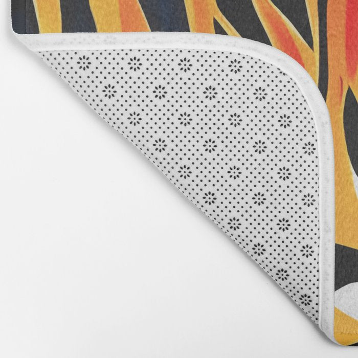 The Tigress, Fearless Wild Animal Tropical Jungle, Multicolor Cat Confidence Peaceful Calm Bohemian Eclectic Bath Mat Gallery Image 2
