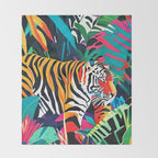 The Tigress, Fearless Wild Animal Tropical Jungle, Multicolor Cat Confidence Peaceful Calm Bohemian Eclectic Throw Blanket Gallery Image 2