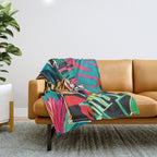 The Tigress, Fearless Wild Animal Tropical Jungle, Multicolor Cat Confidence Peaceful Calm Bohemian Eclectic Throw Blanket Gallery Image 1