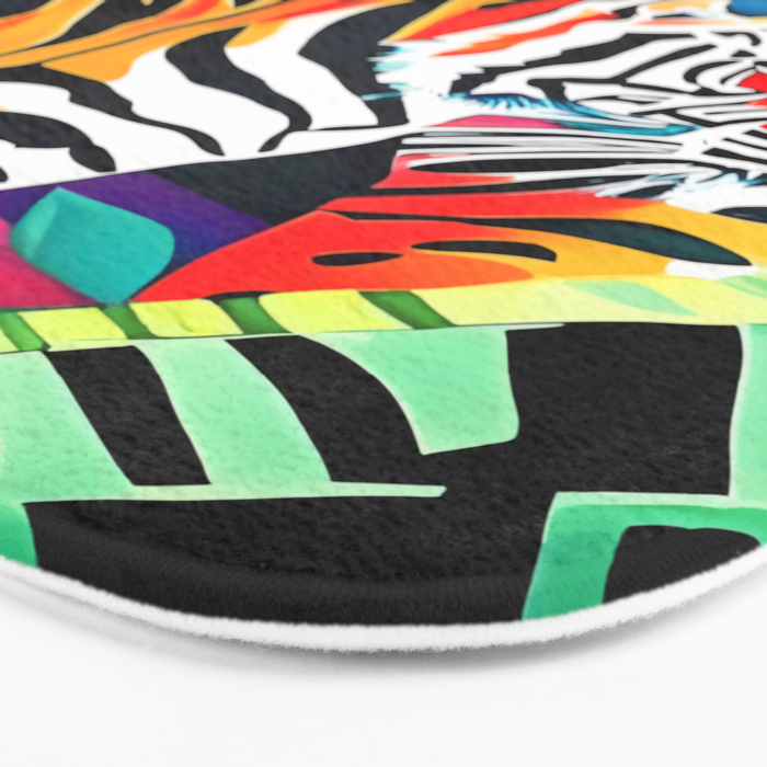 The Tigress, Fearless Wild Animal Tropical Jungle, Multicolor Cat Confidence Peaceful Calm Bohemian Eclectic Bath Mat Gallery Image 3