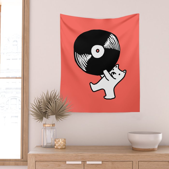 Record bear Wall Tapestry Gallery Image 2
