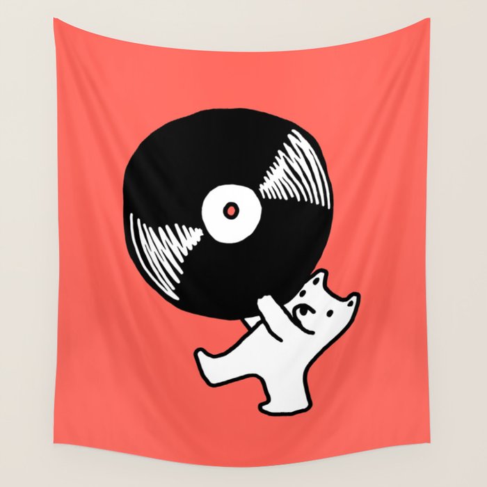 Record bear Wall Tapestry Gallery Image 1