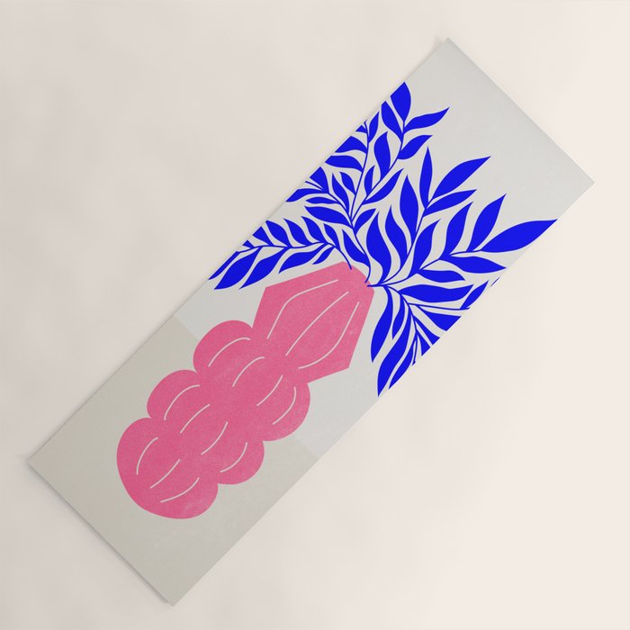 Ruby Pink Vase & Electric Leaves: Vases & Stuff 01 Yoga Mat Gallery Image 1