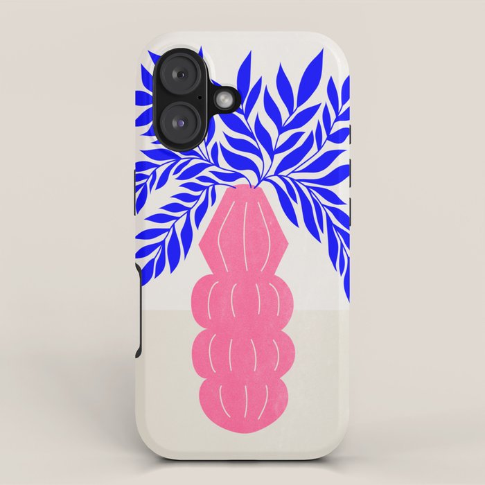 Ruby Pink Vase & Electric Leaves: Vases & Stuff 01 iPhone Case Gallery Image 1