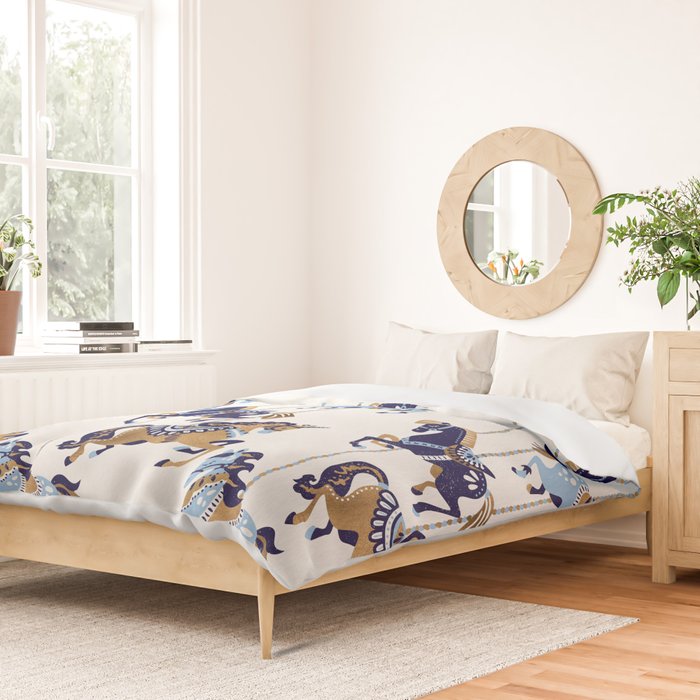 Carousel Horses - Copper & Blue Duvet Cover Gallery Image 2