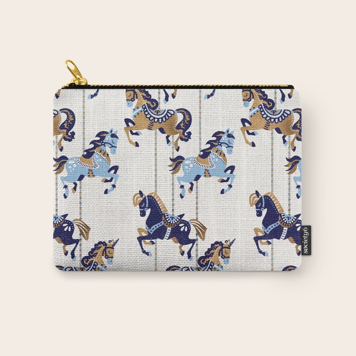 Carousel Horses - Copper & Blue Carry All Pouch Gallery Image 1