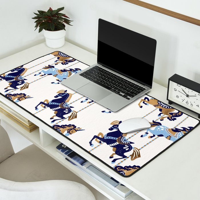 Carousel Horses - Copper & Blue Desk Mat Gallery Image 2