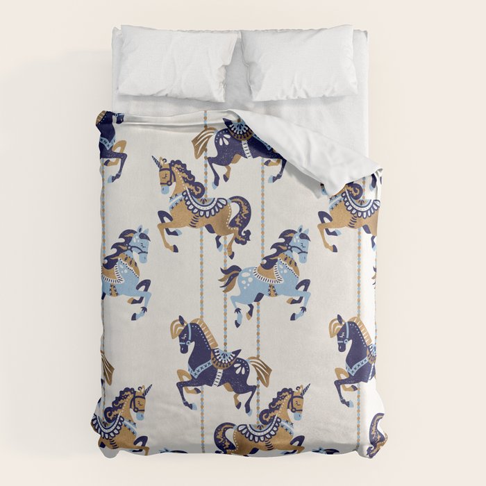 Carousel Horses - Copper & Blue Duvet Cover Gallery Image 6