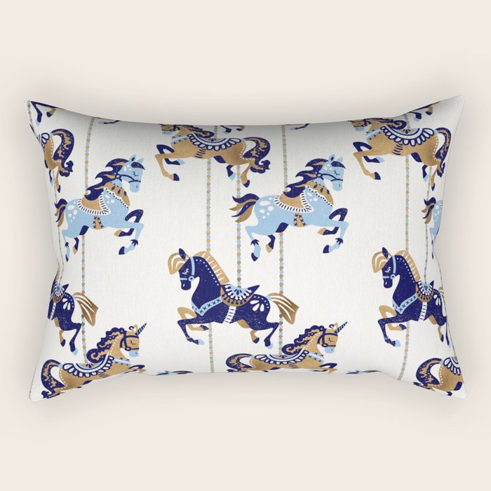 Carousel Horses - Copper & Blue Rectangular Pillow Gallery Image 2
