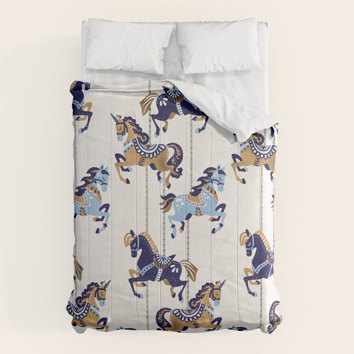 Carousel Horses - Copper & Blue Comforter Gallery Image 1