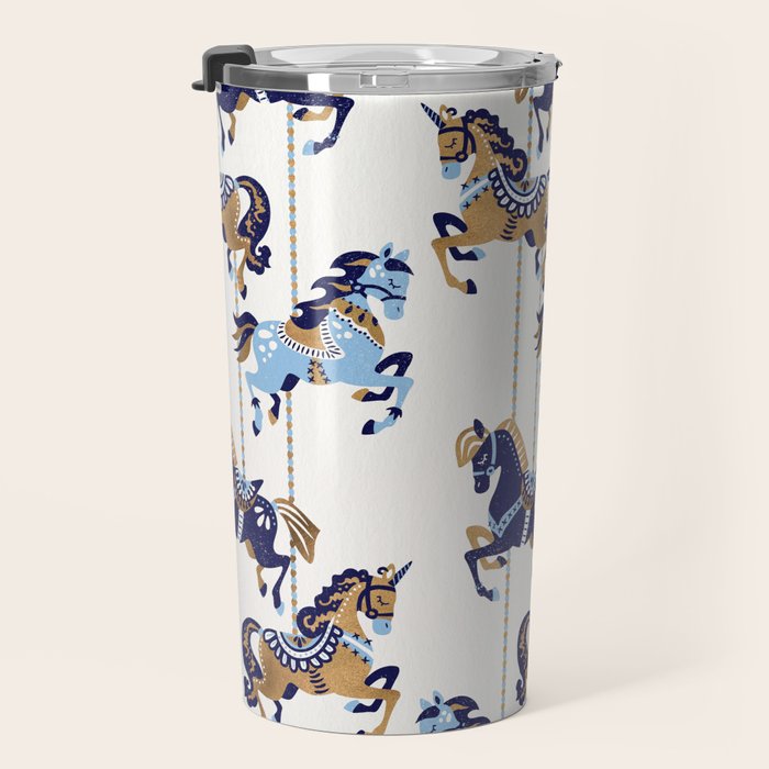 Carousel Horses - Copper & Blue Travel Mug Gallery Image 3