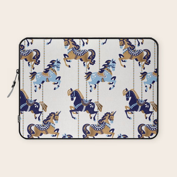 Carousel Horses - Copper & Blue Laptop Sleeve Gallery Image 1