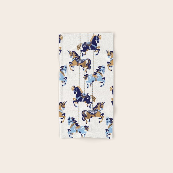 Carousel Horses - Copper & Blue Bath Towel Gallery Image 1