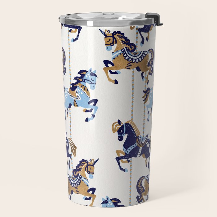 Carousel Horses - Copper & Blue Travel Mug Gallery Image 2