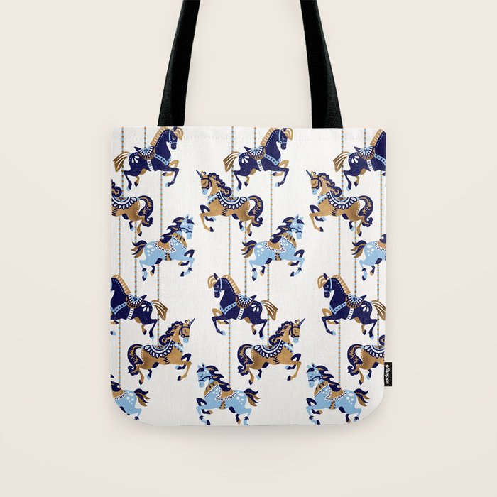Carousel Horses - Copper & Blue Tote Bag Gallery Image 1
