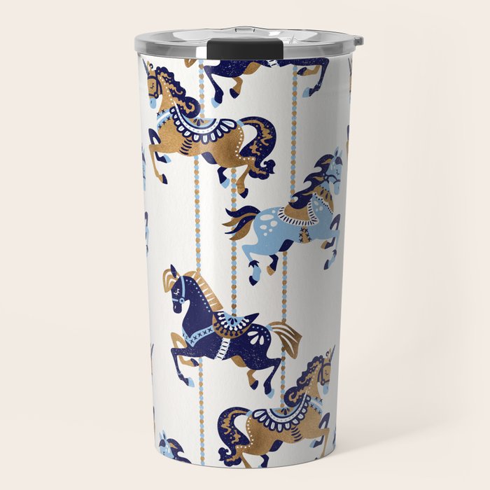 Carousel Horses - Copper & Blue Travel Mug Gallery Image 1
