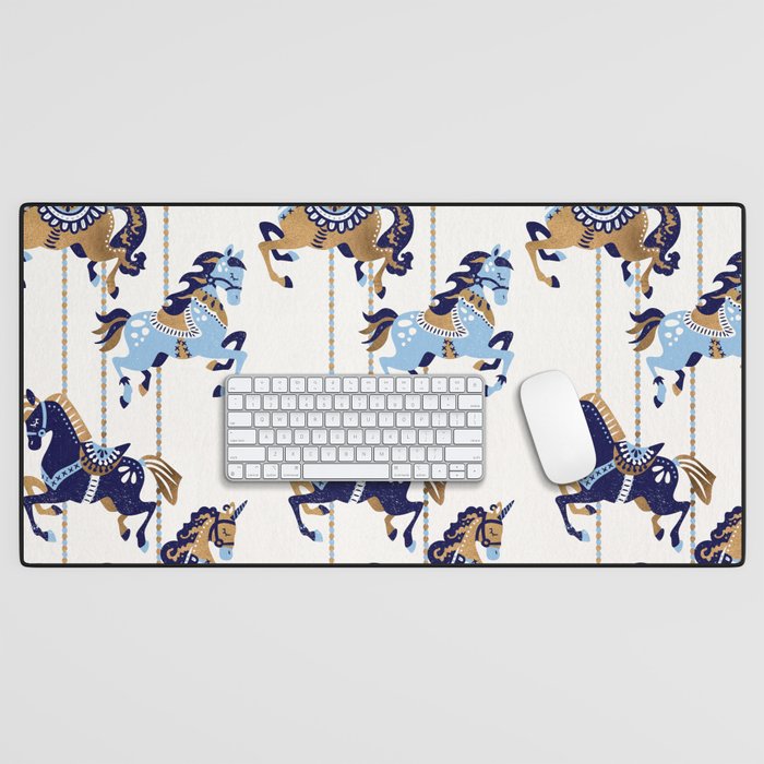 Carousel Horses - Copper & Blue Desk Mat Gallery Image 1