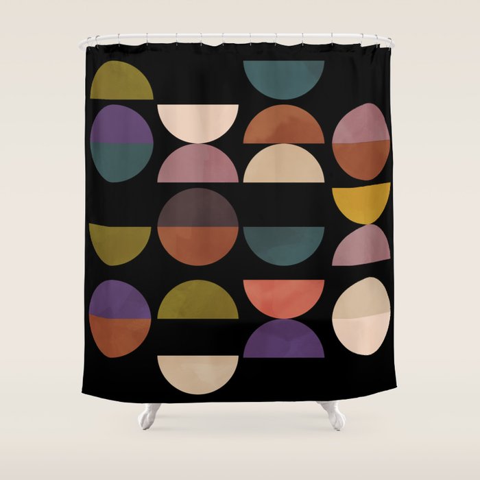 mid century abstract geometric autumn 3 Shower Curtain Gallery Image 1