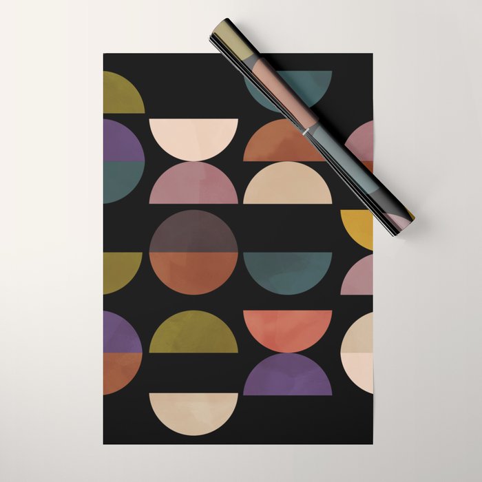mid century abstract geometric autumn 3 Wrapping Paper Gallery Image 1