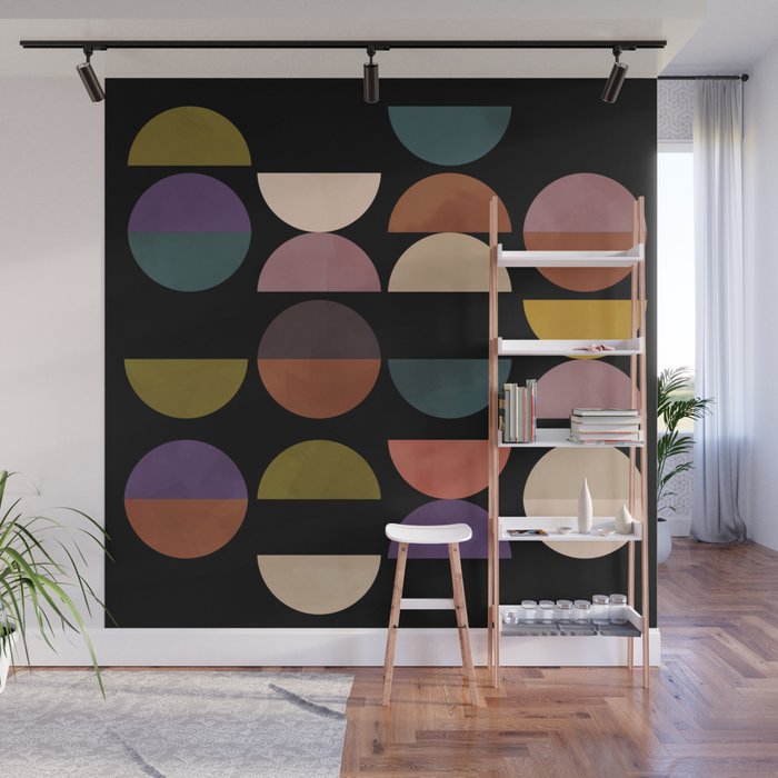 mid century abstract geometric autumn 3 Wall Mural Gallery Image 1