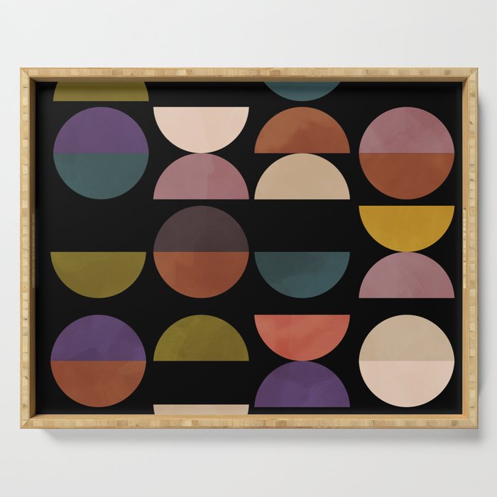 mid century abstract geometric autumn 3 Serving Tray Gallery Image 1