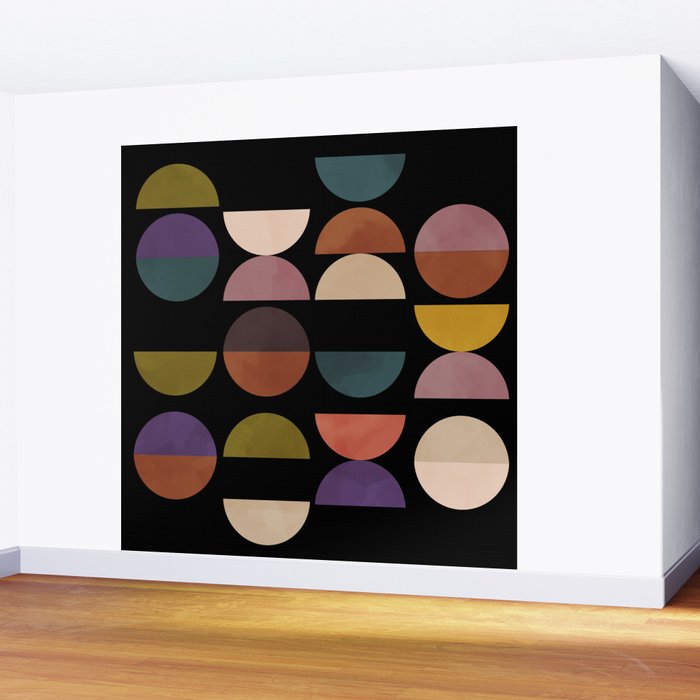 mid century abstract geometric autumn 3 Wall Mural Gallery Image 2