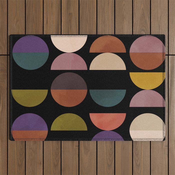 mid century abstract geometric autumn 3 Outdoor Rug Gallery Image 1