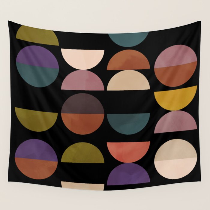 mid century abstract geometric autumn 3 Wall Tapestry Gallery Image 4