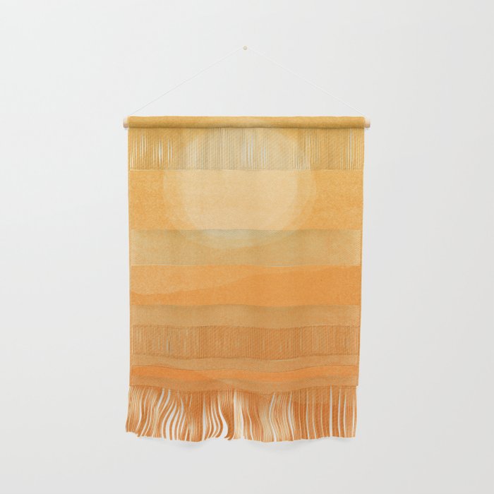 70s Style Golden Sunset Abstract Landscape Wall Hanging Gallery Image 1