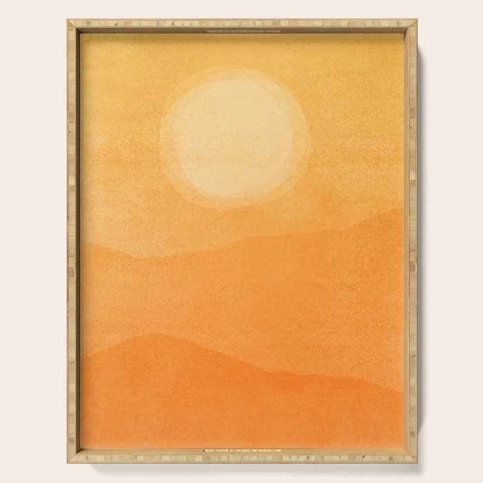 70s Style Golden Sunset Abstract Landscape Serving Tray Gallery Image 1